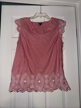 Talbots Pink Lace-Trim Sleeveless Tank